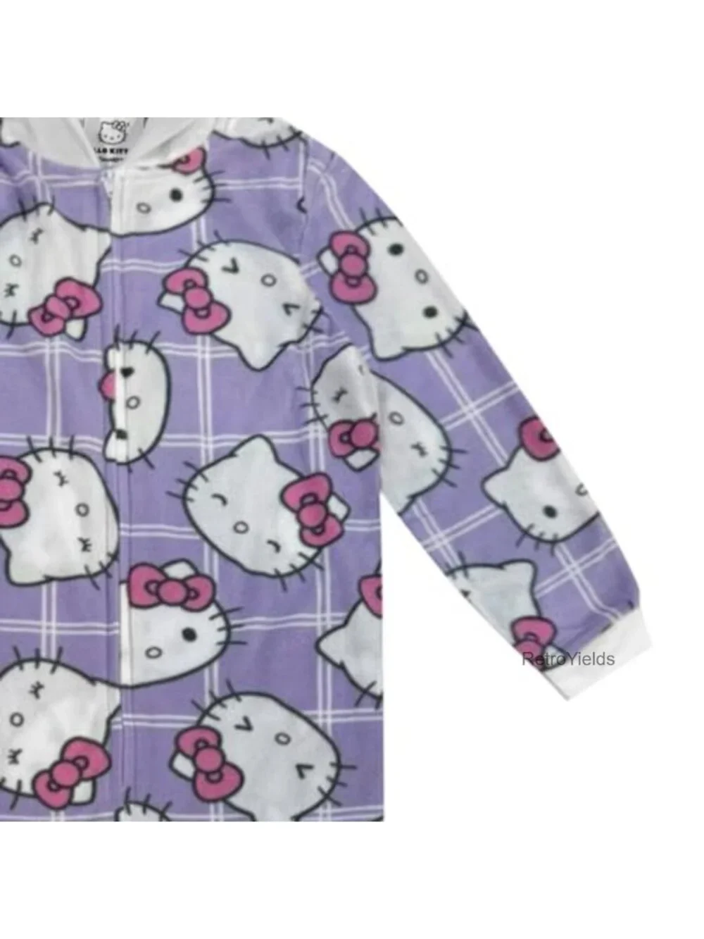 Hello Kitty Girls Onesie Long Sleeve Zip Up Hooded Pajama Sleeper Costume